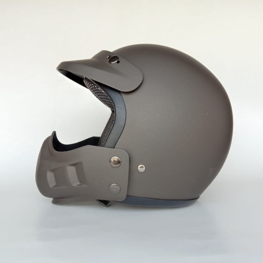 Helm Retro Cakil Modular Grey Doff – Jualhelm.id